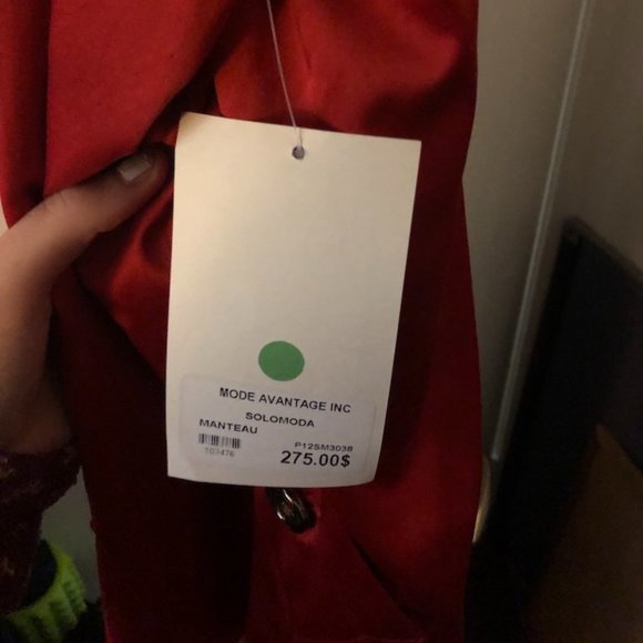 New Solo Moda Red Satin Trench Jacket 12 - Picture 3 of 3